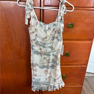 Reformation Floral Print Dress with Ruffle Straps